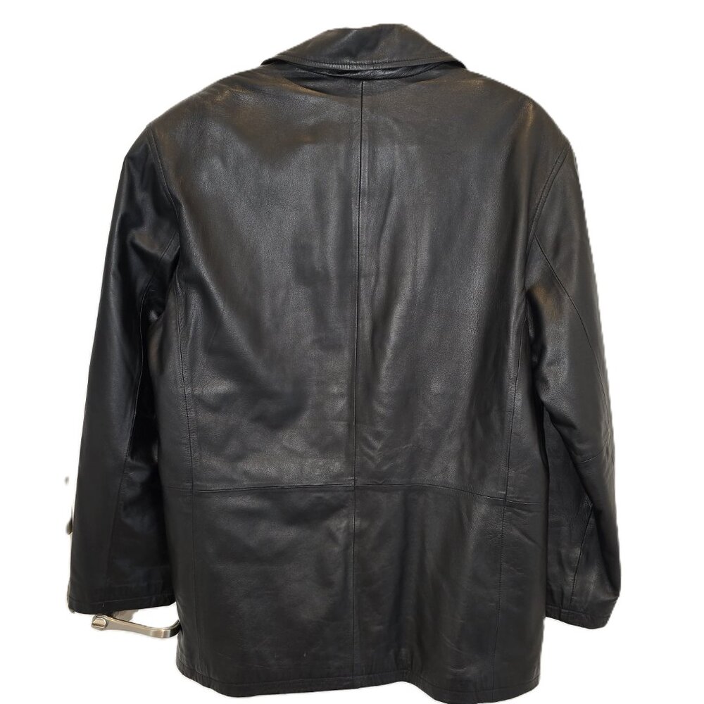 U.S. Polo Assn. Black Leather Jacket Men's Medium Outerwear Quilted Lining - Picture 2 of 16